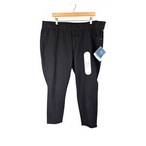 A3 Denim Pants Womens 20W Black Pull On Flat Front Super Stretchy Pockets New